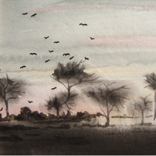 Landschapszonsondergang in de herfst van de bijten kussen