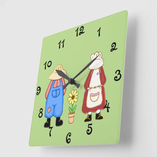 Landscheuter en meisjesslot vierkante klok (Hoek)