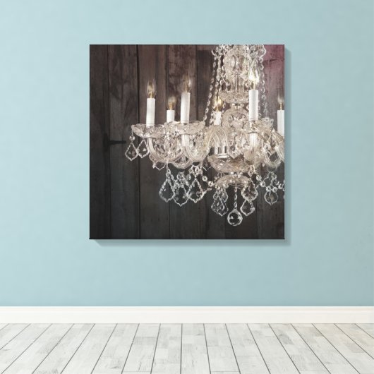 Landschonhout Parisiaans  kroonkandelaar Canvas Afdruk (Insitu (Houten vloer))