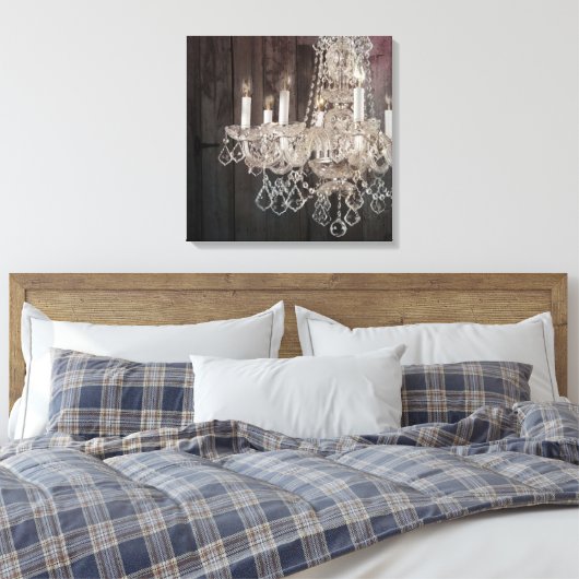 Landschonhout Parisiaans  kroonkandelaar Canvas Afdruk (Insitu (Slaapkamer))