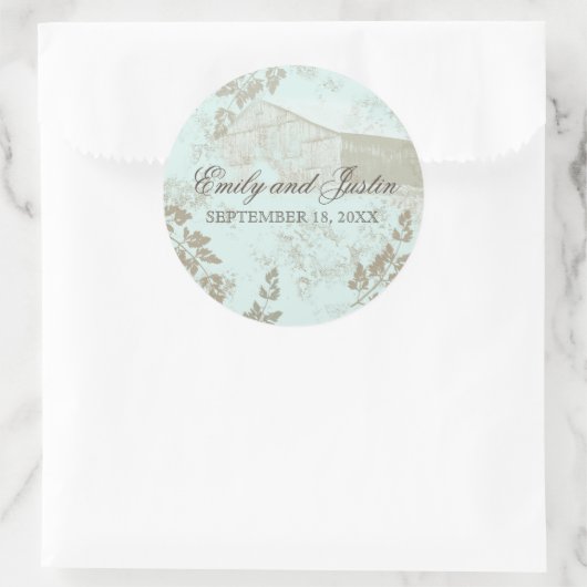  Landschuur Aqua Ronde Sticker (Tas)