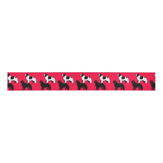 Landseer en Black Newfies Ribbon Grosgrain Lint (Voorkant)