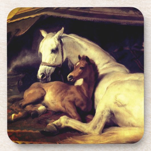 Landseer Horses Bier Onderzetter (Voorkant)