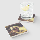 Landseer Horses Stenen Onderzetter (Zijkant)