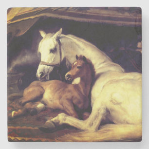 Landseer Horses Stenen Onderzetter