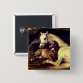 Landseer Horses Vierkante Button 5,1 Cm (Voorkant /achterkant)