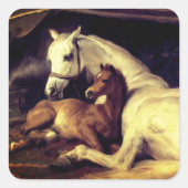 Landseer Horses Vierkante Sticker (Voorkant)