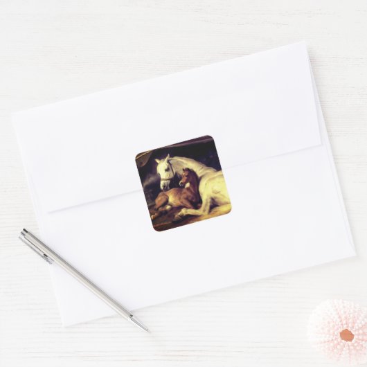 Landseer Horses Vierkante Sticker (Envelop)