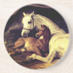 Landseer Horses Zandsteen Onderzetter