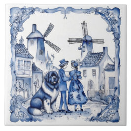Landseer in Delft-dorp Tegeltje