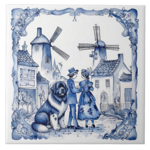 Landseer in Delft-dorp Tegeltje
