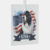Landseer Newf Patriottisch Glas Ornament (Voorkant Rechts)