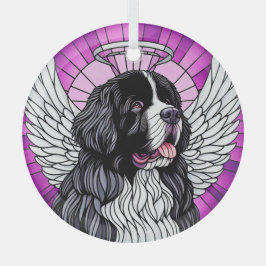 Landseer Newfoundland Dog Angel Circle Ornament
