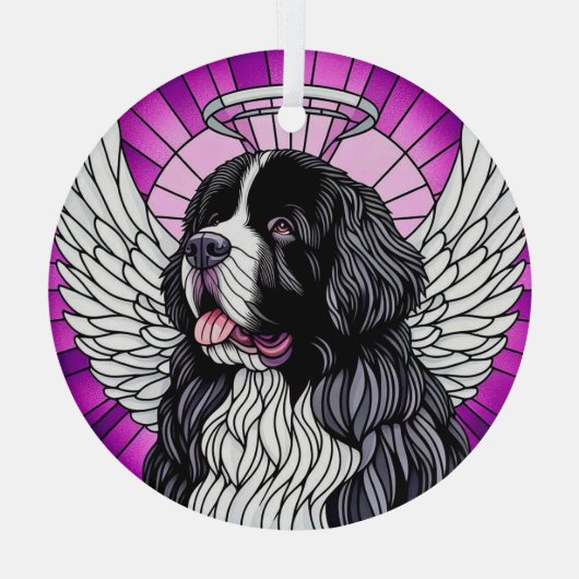 Landseer Newfoundland Dog Angel Circle Ornament (Achterkant)