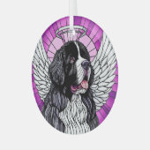 Landseer Newfoundland Dog Angel Circle Ornament (Voorkant links)