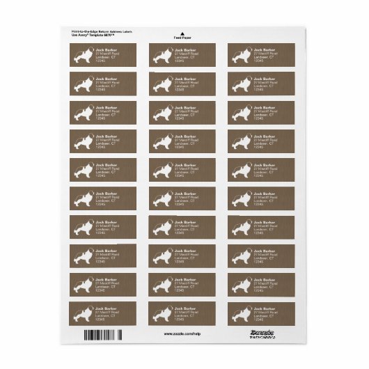 Landseer Newfoundland Dog Return Address Labels (Full Sheet)