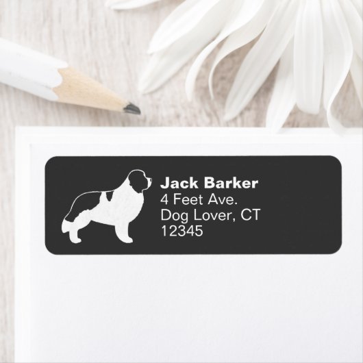 Landseer Newfoundland Dog Return Address Labels (Insitu)