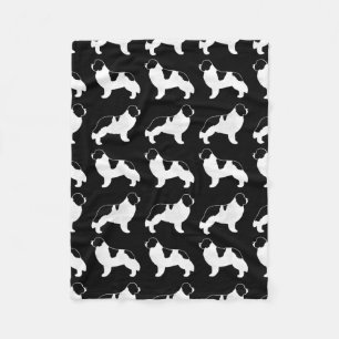 Landseer Newfoundland Dog Silhouettes Pattern Fleece Deken