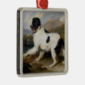Landseer Newfoundland Dog (zwart en wit dier) Metalen Ornament (Rechts)