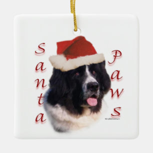 Landseer Newfoundland Santa Paws Keramisch Ornament