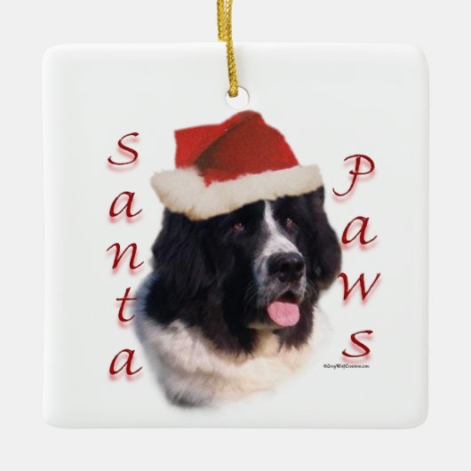 Landseer Newfoundland Santa Paws Keramisch Ornament (Voorkant)