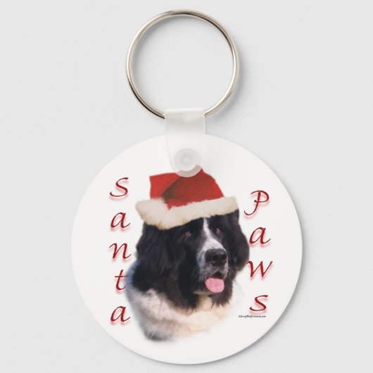 Landseer Newfoundland Santa Paws Sleutelhanger (Voorkant)