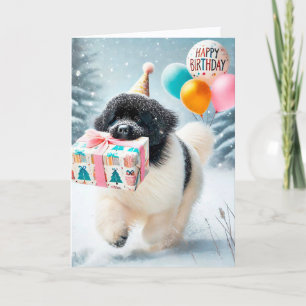 Landseer Newfoundland Winter Verjaardagskaart Bedankkaart