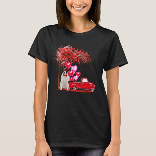 Landseer Sunbril Hearts Tree Pickup Truck Coup T-shirt (Voorkant)