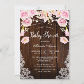 Landselijke houten kant slingerlampjes bloemetjes  kaart (Voorkant)