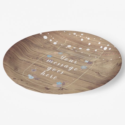 Landselijke kerstverlichting Mason pot Uw bericht Papieren Bordje (Gekanteld)