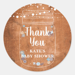 Landselijke Mason Jar Slingerlampjes Baby Shower Ronde Sticker