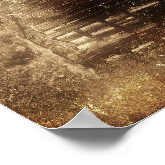 landskleding van Barn Sepia Poster (Hoek)