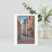Landskuid - Biker op Cobblestone Alley Briefkaart (Staand voorkant)
