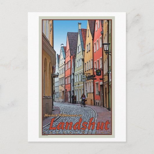 Landskuid - Biker op Cobblestone Alley Briefkaart (Voorkant)