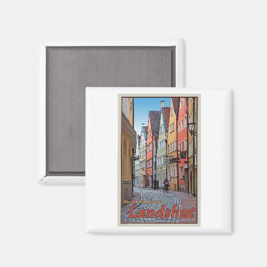 Landskuid - Biker op Cobblestone Alley Magneet (Voorkant / Achterkant)