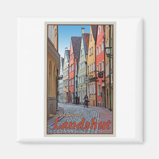 Landskuid - Biker op Cobblestone Alley Magneet (Voorkant)