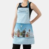 Landsneeuwpoppen in een dorp met veel sneeuwvlokke schort (Insitu)