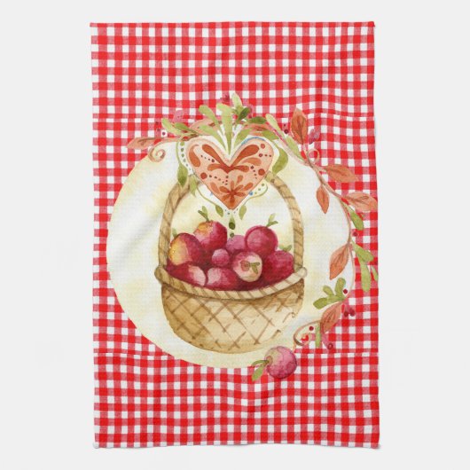 Landstijl Apple oogst met Gingham Theedoek (Verticaal)