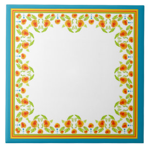 Landstijl Marigolds Border Ceramic Tegel Tegeltje