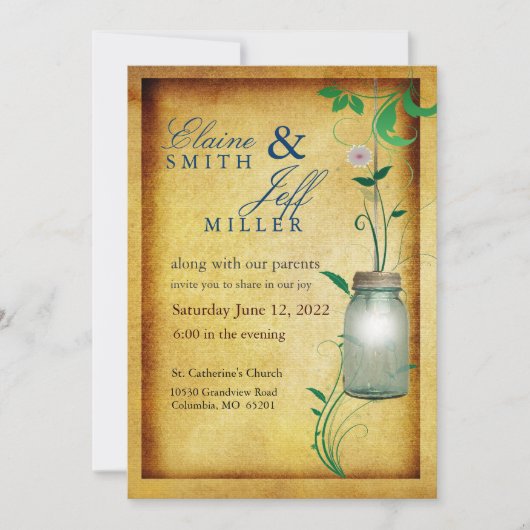 Landstijl Mason Jar met flair Kaart (Voorkant)