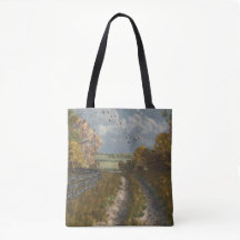 Landstrook in Herfst Canvas tas