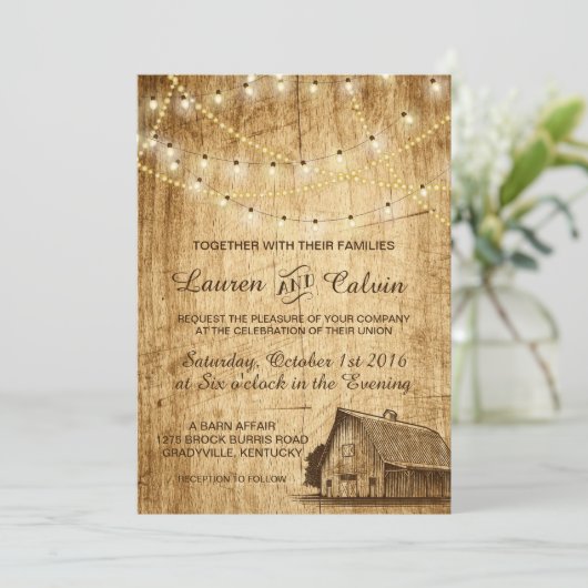 Landtrouwuitnodiging met Barn Kaart (Staand voorkant)