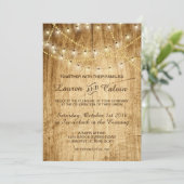 Landtrouwuitnodiging met snaarlichten kaart (Staand voorkant)