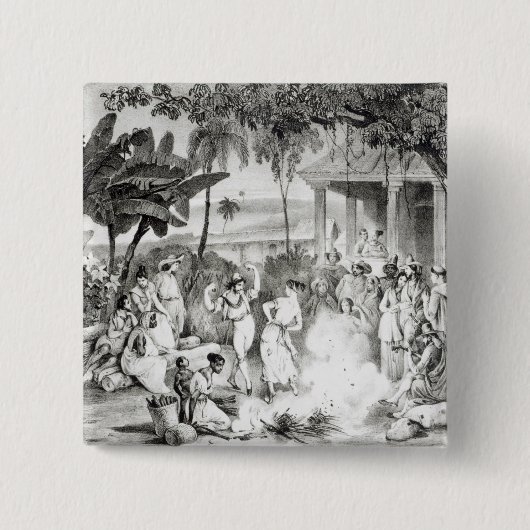 Landu Dance Vierkante Button 5,1 Cm (Voorkant)