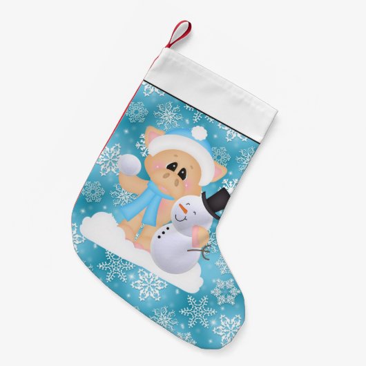 Landvarken en sneeuwpoppen voor kerstmis kleine kerstsok (Voorkant (Hangend))