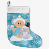 Landvarken en sneeuwpoppen voor kerstmis kleine kerstsok (Voorkant)