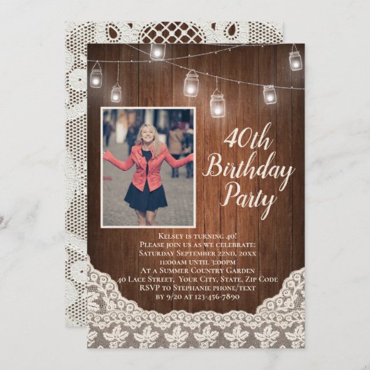  landverlichting 40e verjaardagsfeestfoto kaart (Voorkant / Achterkant)