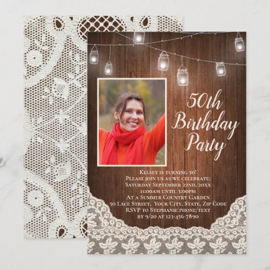  landverlichting 50ste verjaardagsfeestfoto kaart (Voorkant / Achterkant)