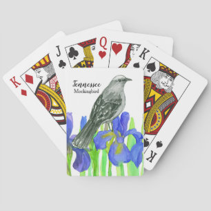 Landvogel Tennessee Mockingbird Iris Flower Pokerkaarten