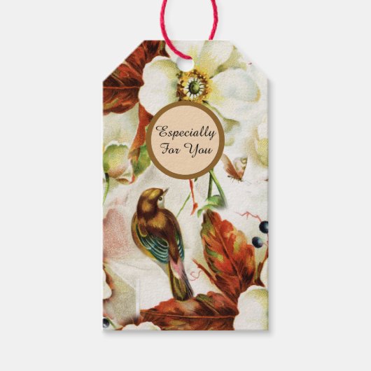 Landvogel tuin bloemetjes cadeaulabel (Voorkant)
